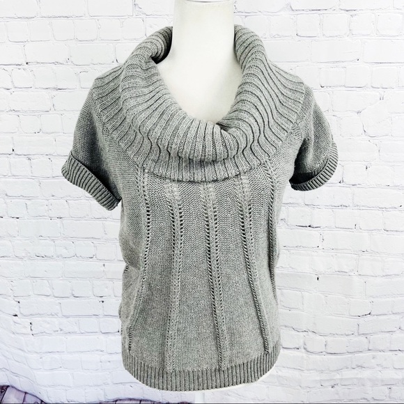 BCBGMAXAZRIA Gray Cowl Neck Short Sleeve Wool Sweater - XXS - Picture 1 of 8